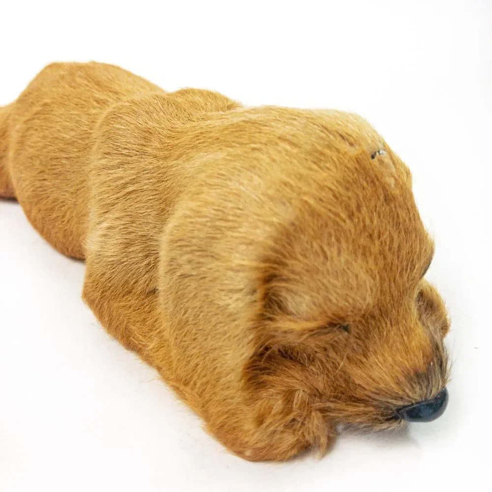 Vintage Golden Retriever Puppy Dog Figure - Real Fur